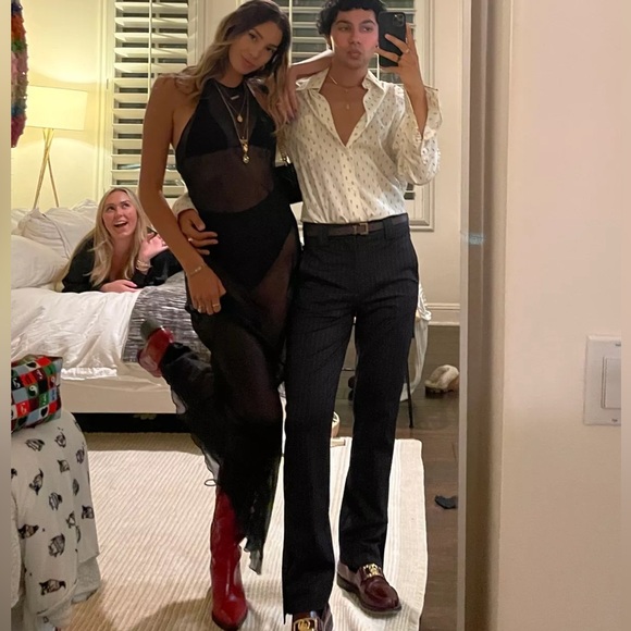 SKIMS Sheer Romance Halter Slip Dress in Black Size Medium - Picture 3 of 11